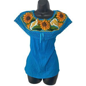 Hand Sewn Off Shoulder Floral Blouse from Mexico